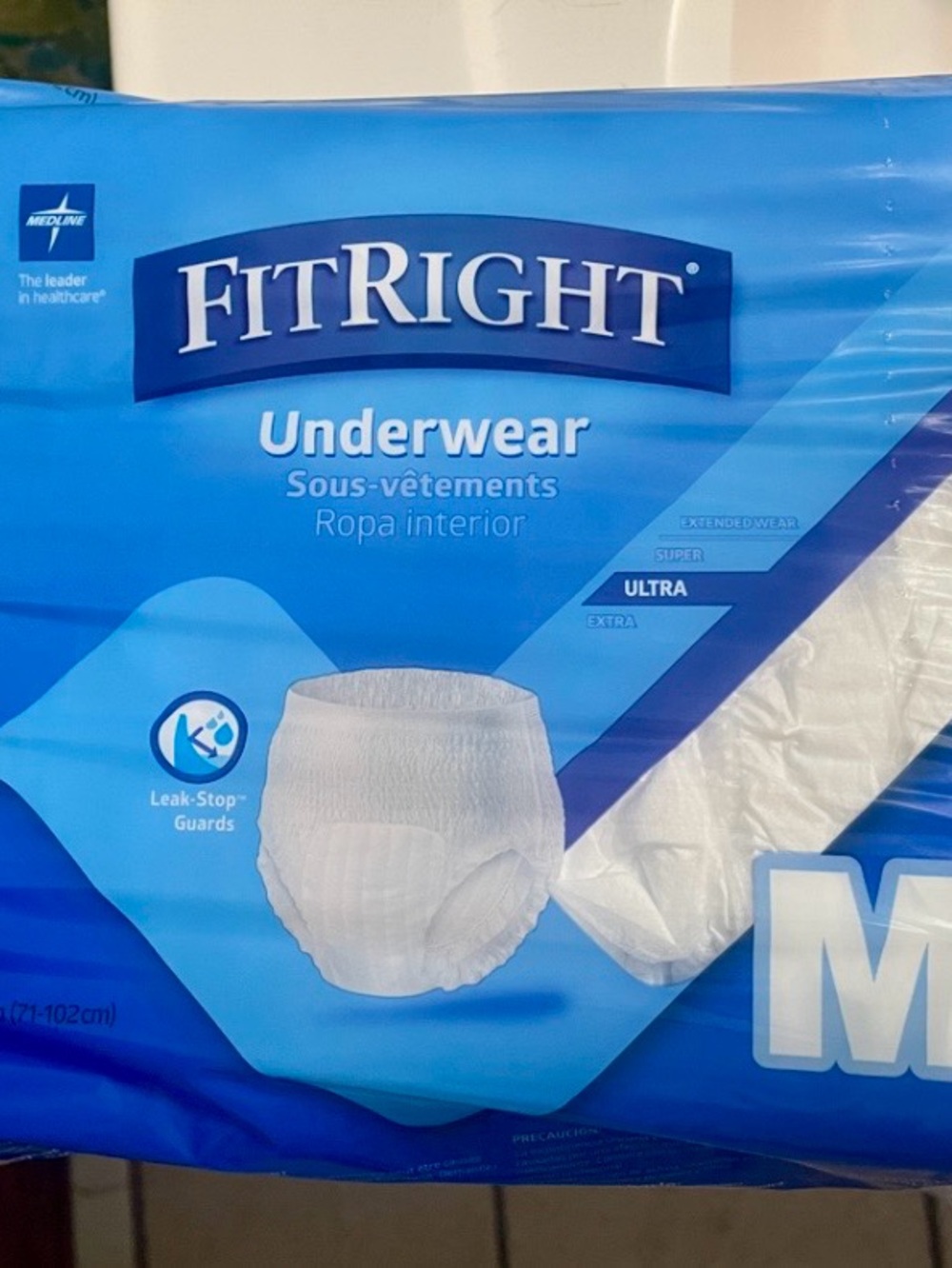 New in package. Fit right incontinence underwear for women.